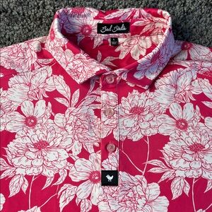 Bad Birdie Men's Hot Pink and White Floral Polo